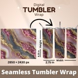 20 oz Geode Tumbler Wrap Sublimation Design, Pink Gold Crystal, Straight and Tapered Wrap png, Digital Download, Tumbler Design thumbnail 5