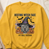 Resting Witch Face Pit Bull Sweatshirt | Halloween Pittie Shirt | Pit Bull Mom Gift | Bully Breed Apparel thumbnail 3