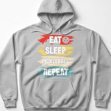 Pickleball Gildan Fleece Hoodie, Eat Sleep Pickleball Repeat, Retro Athletic Sportswear Court Pullover thumbnail 2