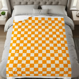 Distressed Orange Checkerboard Woven Blanket, Grunge Checkered Velveteen Blanket, Retro Indie Alt Throw Pillow Cover thumbnail 6