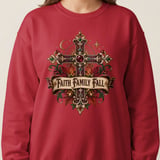 Faith Family Fall Sweatshirt, Christian Autumn Hoodie, Vintage Fall Cross Crewneck, Thanksgiving Tote Bag, Religious Gift for Women thumbnail 9