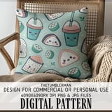 Sweet Sushi & Boba Kawaii Digital Design Size Bundle Png thumbnail 5