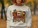 Coffee Weather Sweatshirt, Cozy Fall Coffee Lover Hoodie, Rustic Quilted Patchwork Print Autumn Aesthetic Crewneck, Cute Fall Tote Bag thumbnail 8