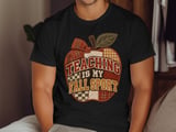 Teaching Is My Fall Sport Tee or Sweatshirt, Faux Patchwork Design thumbnail 13