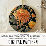 Chrysanthemum Tumbler Design, Watercolor Flowers, Junk Journal, Printable Tumbler PNG, Scrapbooking Paper, Floral Background Digital thumbnail 3