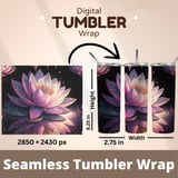 Pink Lotus Flower Tumbler Design, Digital Paper Pack, Watercolor Background, Floral Junk Journal Pages, Printable PNG, Scrapbooking thumbnail 7