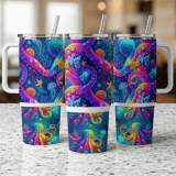 Octopus Tentacle Sublimation, 40oz Tumbler Wrap, Distressed Seamless, Ocean Animals Digital Download, Sea Life Print, Colorful Design thumbnail 3