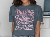 Nursing Powered By Caffeine Sarcasm T-Shirt thumbnail 11