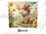 Highland Cow Tumbler, Cute Cow Wrap, Floral Tumbler, 20oz. Seamless Tumbler Wrap, Cow Tumbler Design, Farm Animal Tumbler, Daisy Cow thumbnail 5