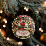 Personalized Teacher Christmas Ornament, Stained Glass Style Teacher Appreciation Gift, Custom Classroom Holiday Tree Decor Keepsake thumbnail 6