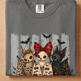 Cute Halloween Bat Friends T-Shirt, Spooky Season Sweatshirt, Whimsical Goth Chibi Bats Pumpkin Skull thumbnail 8