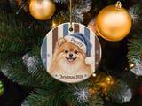 Pomeranian Christmas Ornament 2026, Dog Mom Gift, Cute Fluffy Puppy Blue Santa Hat Xmas Tree Keepsake, Holiday Gift for Dog Lover thumbnail 3