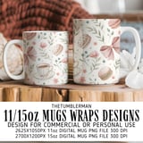 Digital Pattern, Digital Bundle, Floral Pattern, Macaron Pattern, Coffee Cup Pattern, Pink Bow Pattern, Seamless Pattern, Watercolor Pattern thumbnail 4