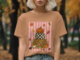 Trendy Fall Pumpkin Stack Sweatshirt, Distressed Leopard Print Checkerboard Hoodie, Cute Autumn T-Shirt Gift thumbnail 6