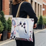 Halloween Tote Bag, Ghost Tote Bag, Cute Spooky Season, Makeup Ghost Design, Halloween Party Favor, Trick or Treat Bag, Gift for Halloween thumbnail 3