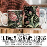 Tulip Tumbler Design, Floral Digital Paper, Watercolor Flower Backgrounds, Junk Journal Pages, Printable tumbler png, Scrapbooking Digital thumbnail 4
