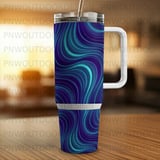 40oz Tumbler Wrap, Seamless Distressed Purple Teal Wave Design, Tapered Sublimation Digital File, Free Car Coasters, Motion Illusion Design thumbnail 3