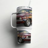 Classic Car 40oz Tumbler Wrap Design, Vintage Red Muscle Car Sublimation Digital File, Car Show Auto Lover Gift for Him thumbnail 6