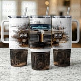40oz Tumbler Sublimation Design, Classic Car GTO Distressed Seamless PNG, Tapered Wrap Digital Download + Coasters thumbnail 4