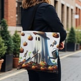 Halloween Tote Bag, Ghost Gardener, Pumpkin Patch, Spooky Season, Fall Decor, Halloween Decor, Cute Ghost, Halloween Party, Autumn Vibes thumbnail 6