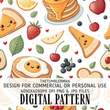Digital Pattern, Breakfast Food Art, Digital Bundle, Pancakes, Toast, Fruits, Seamless Repeat Pattern, Food Illustration, Cute Food Design thumbnail 1