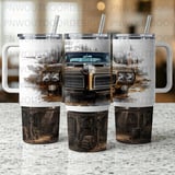 40oz Tumbler Sublimation Design, Classic Car GTO Distressed Seamless PNG, Tapered Wrap Digital Download + Coasters thumbnail 7