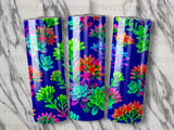 Vibrant Succulent Tumbler Wrap Digital PNG, Seamless Neon Botanical 20oz Skinny Sublimation Design File for Plant Lovers thumbnail 7