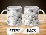 X-ray Flower Mug Sublimation Wrap, Ethereal Botanical Digital Design for 11oz 15oz Cup, Minimalist Ghosted Floral PNG, Instant Download thumbnail 4