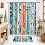 Oceanic Whimsy Watercolor Shower Curtain thumbnail 1