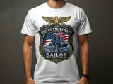 US Navy Sailor Patriotic Emblem T-Shirt | Honor Courage Commitment Tee | Military Gift for Veterans & Family | Americana Graphic Top thumbnail 1