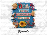 USA 250th Anniversary Tumbler Wrap PNG | 4th of July Patriotic Sublimation Design | Independence Day Digital Download thumbnail 9