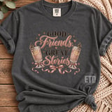 Good Friends Great Stories PNG, Girls Night Cocktail Sublimation Design, Coquette Bestie Champagne Clipart, Galentines Day Graphic thumbnail 6