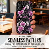 Orchid Tumbler Design Digital Paper, Floral Backgrounds, Junk Journal, Printable PNG, Colorful Flower Scrapbooking, Flowers Tumbler thumbnail 6