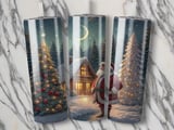 20oz Tumbler Wrap, Santa Claus, Winter Scene, Christmas Trees, Holiday Design thumbnail 2