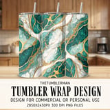 Emerald Green Marble Gold Veins Tumbler, Digital Download, 20 oz Skinny Tumbler Wrap Sublimation Design, Straight and Tapered Wrap png thumbnail 1