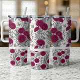 Luxury Gerbera Daisy 40oz Tumbler Wrap, Seamless Distressed Tapered Sublimation Design, Butterfly Botanical Floral Digital PNG, Free Car thumbnail 3