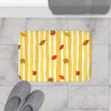 Fall Leaves Shower Curtain, Bath Mat, Cozy Autumn Bathroom Decor, Yellow Striped Thanksgiving Bath Rug, Cottagecore Fall Leaves Home Decor thumbnail 17