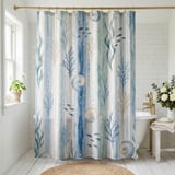 Coastal Serenity Watercolor Shower Curtain thumbnail 1