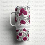 Luxury Gerbera Daisy 40oz Tumbler Wrap, Seamless Distressed Tapered Sublimation Design, Butterfly Botanical Floral Digital PNG, Free Car thumbnail 6