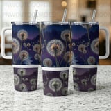 Enchanting Dandelion Dusk 40oz Tumbler Sublimation PNG, Seamless Distressed Tapered Wrap, Digital Download, Car Coaster Freebies thumbnail 3