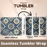 Bohemian Indigo Pattern Digital Size Bundle Png thumbnail 7