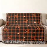 Cozy Plaid Bow Velveteen Blanket, Rustic Autumn Star Pattern Throw Pillow, Fall Woven Blanket, Halloween Home Decor Gift thumbnail 11