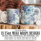 Watercolor Flowers Tumbler, Floral Digital Paper, Junk Journal, Scrapbooking, Printable PNG, Flower Backgrounds, Digital product thumbnail 4