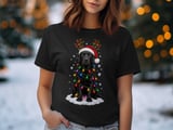 Black Labrador Retriever Christmas Dog Reindeer Antlers Santa Hat Holiday Lights Graphic Standard T-Shirts thumbnail 4