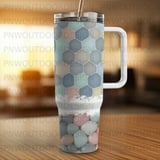 40oz Tumbler Sublimation Wrap, Seamless Distressed Tapered, Pastel Pebbles, Digital Download, Patterned Tumbler Design, Tumbler Template thumbnail 2