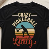 Pickleball Sport-Tek Performance Tee, Crazy Pickleball Lady Silhouette, Moisture-Wicking Court Apparel thumbnail 1