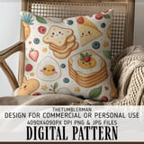 Kawaii Food Digital Pattern, Cute Toast Digital Bundle, Breakfast Seamless Pattern, Kawaii Fruit Pattern, Food Clipart, Digital Download thumbnail 5