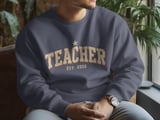 Male Teacher Shirt Est 2026 Vintage Varsity Sweatshirt, New Future Male Educator Hoodie, First Year Teacher Appreciation Gift for Him thumbnail 6