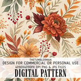 Fall Floral Tumbler Design, Digital Download, Autumn Flowers PNG, Watercolor Flower Backgrounds, Scrapbooking Paper, Junk Journal Pages thumbnail 13