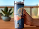 New York Cityscape 20oz Tumbler Wrap, Empire State Building, Full Moon, Seamless Design, Skyline Tumbler, Travel Tumbler, USA Gift thumbnail 5